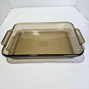 Anker Hocking Ernte Bernstein rechteckige Backschale 13,5" braunes Glas 3qt Schrieb - Bild 1 von 10