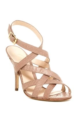 NIB Delman Elite Nude Snakeskin Python Strappy Sandals Heels 8.5 MSRP $295 NEW!! - Image 1 of 3