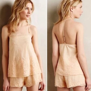 Anthropologie ELOISE Top APRICOT MESH PJ Sleep Cami Floral Bordado TBack NWT - Imagen 1 de 3