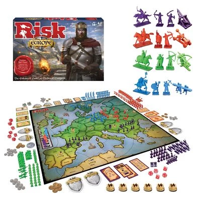 Risk Europe Medieval Strategy Board Game Conquer Territories and Crown Kings - Image 1 of 4