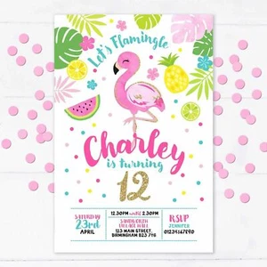 Personalised Flamingo Party Invitations, Flamingle Birthday Invites, Pool Party - Picture 1 of 1