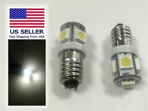 2pcs 6v DC 5 LED 5050 Bulb 6000K White E10 4.5v 1447 Screw Base Light DIY LIONEL - Picture 1 of 2