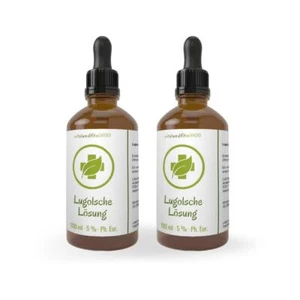2x 100 ml Lugolsche Jodlösung 5% Lösung zum Sonderpreis! Braunglas + Pipette - Bild 1 von 2