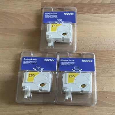 Brother Applique Station Pre-Filled Thread Cartridge Yellow 205 TAC205 New x3 - Image 1 of 2