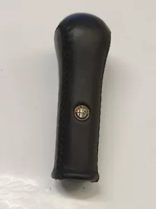 ALFA ROMEO Black leather GEAR SHIFT KNOB made by NARDI, enamel ALFA ROMEO logo - Picture 1 of 10
