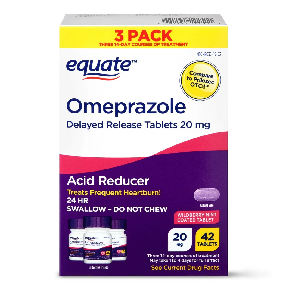 EQUATE S22472E/91555 20 mg Omeprazole Tablet - 3 Pack