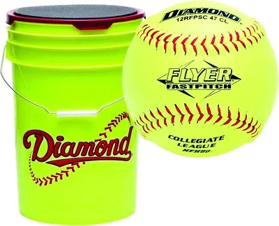 Софтбол и ведро с синтетической быстрой подачей Diamond Flyer 12RFP 47 CL (18 мячей) - Изображение 1 из 3