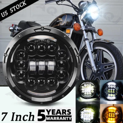 For Honda CX500C CM400T CB750 Bobber Motorcycle 7" Headlight Ring Hi/Lo ,Lamp - Изображение 1 из 4