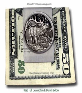 SPORTSMAN ELK MONEY CLIP DEER HUNTER GAME HUNT HUNTING MOOSE LARGE FREE SHIP' - Picture 1 of 10