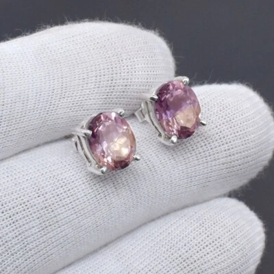 Lovely Ametrine Stud Earring 925 Sterling Silver Birthday Gift For Her - Image 1 of 4