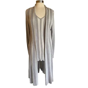 Set cardigan lungo INC argento metallizzato XL elegante festa leggero - Foto 1 di 11