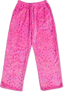 iscream 3485 Kid Girls' Silky Soft Plush Fleece Pants--Foil Hearts Size 4-14 - Picture 1 of 4
