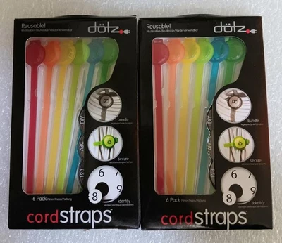 DOTZ Reusable Cord Straps #DCS750AN -6 Pc Multi-Color -2 PACKS of 6 for 12 Total - Image 1 of 2
