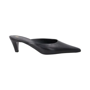 TOTEME Ladies Leather Court Shoes Black Size 8 Mid Heel Pointed Toe Slip On - Picture 1 of 10