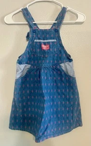 Vintage Oshkosh Overalls Dress Blue Floral Vestbak Girl’s 6X 80’s 90’s Retro - Picture 1 of 5