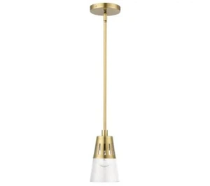 Mini Pendelleuchte natur Messing mundgeblasenes Glas 56451-08 Brynhurst Beleuchtung - Bild 1 von 10