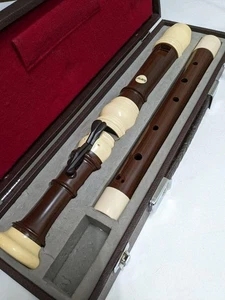 AULOS Tenor Recorder No. 511-E ABS Resin Brown with Ivory Trim W/Case Made Japan - Picture 1 of 24