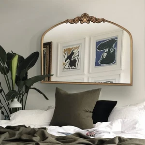 Arched Mirror,Gold Traditional Vintage Ornate Baroque Mirror,Antique Brass Mi... - Picture 1 of 8