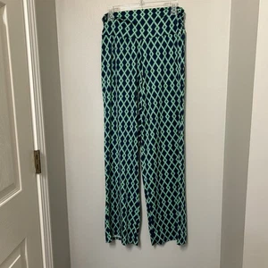 Pantalones de salón informales Mud Pie Palazzo para mujer PEQUEÑOS azul marino/verde boho cómodos - Imagen 1 de 9