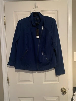 NWT Lane Bryant Ponte Teal Blue Zip Up Jacket Size 18 - Image 1 of 4