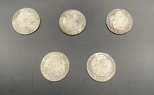 ESPAÑA. CARLOS IV. AÑOS 1801 Y 1808.  2 REALES PLATA.  LOTE DE 5 MONEDAS - Picture 1 of 1