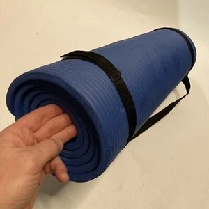 Blue Yoga Mat With Shoulder Carry Strap - Picture 1 of 5