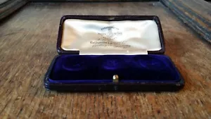 ANTIQUE DRESS BUTTON JEWELLERY DISPLAY BOX LEATHER - LONG & CO. CARDIFF - VGC - Picture 1 of 12