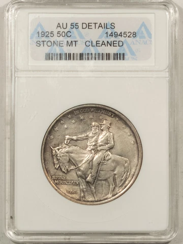 1925 STONE MOUNTAIN COMMEMORATIVE HALF DOLLAR - ANACS AU-55 DETAILS, CLEANED! Cover