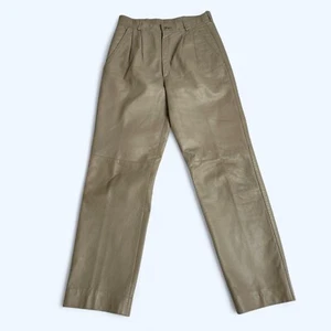 Womens Premium Italian 100% Leather Trousers Pants UK 10 US 6 Sand Brown Colour - Picture 1 of 14