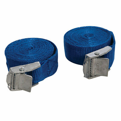 Set Of 2 Buckled Straps Tie Down Lashing Cam Buckle Roof Rack 25mm X 2.5mm Blue • 9.59€