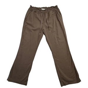 Simply Noelle Linen Blend Drawstring Pants Pockets Brown Boho Beachy Womens L/XL - Picture 1 of 11