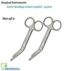 Set Of 2 - Surgical Dental Instruments Lister Bandage Scissors Angled 14.5Cm New