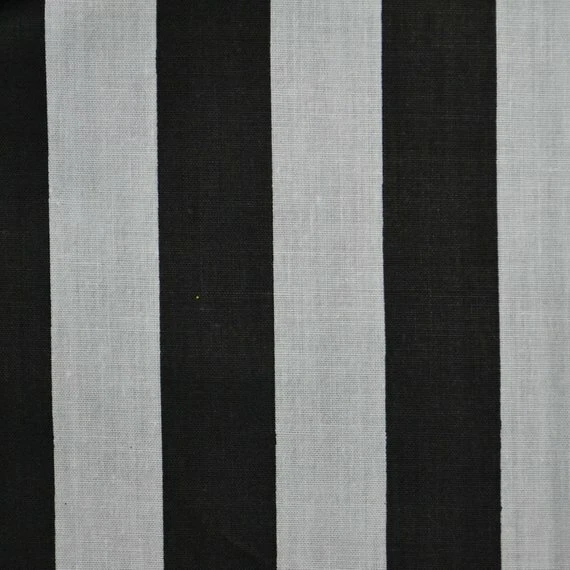 Negro Blanco Raya Poli Algodón 1" Raya Vendido por yarda POLYCOTTON 58" ancho Foto 1 de 1