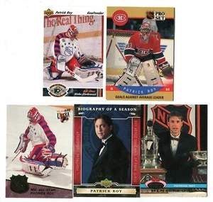 Lote de 5 tarjetas coleccionables de hockey Patrick Roy HOF CANADIENS COLORADO AVALANCHA (LOTE 39) - Imagen 1 de 1