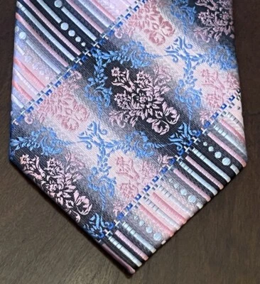 Gravata masculina Avanti Uomo rosa azul feita à mão 100% poliéster feita na China - Imagem 1 de 4