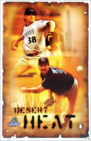 Randy Johnson Curt Schilling DESERT HEAT Arizona Diamondbacks 2001 22x34 POSTER Cover