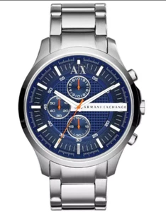 Armani Exchange Men's Watch Silver Stainless Steel 46mm AX2155 Blue Dial #9416 - Picture 1 of 12