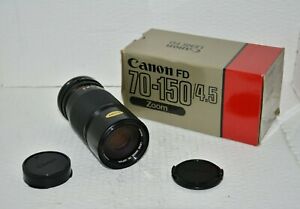 CANON LENS FD  70-150mm f 4.5 ZOOM LENS. BOXED with Styrofoam internal packing.