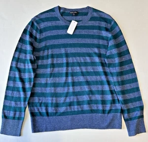 Brooks Brothers Mens XL 100% Linen Sweater Striped Crewneck Blue Green $148 MSRP - Picture 1 of 20