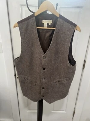 Mens The Territory Ahead Wool Herringbone Brown Vest Size Large - Image 1 of 4