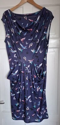 BUTTERFLY MATTHEW WILLIAMSON CRUISE FORMAL SLEEVELESS BLUE BIRD COWL DRESS 14  - Image 1 of 4