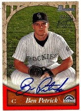 1999 BOWMAN SILVER (BA50) - BEN PETRICK CERTIFIED AUTOGRAPH - COLORADO ROCKIES