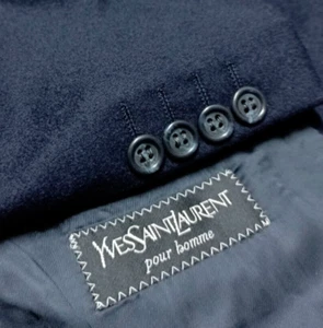 Vintage Yves Saint Laurent pour homme wool cashmere navy suit jacket blazer 42R - Picture 1 of 13