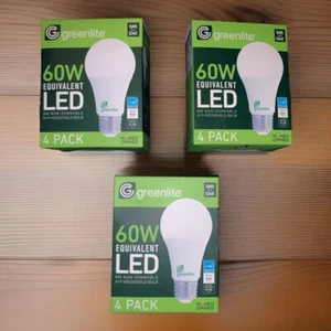 (3) Greenlite LED 4 Pack 9W 60W Equivalent LED - Picture 1 of 2