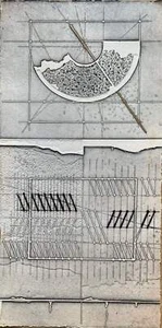 Il tempo II Walter Valentini Opera Astratta Acquaforte Carta Colombe 49x98 - Imagen 1 de 1