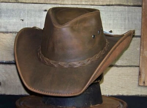 Leather Cowboy Hat (small brown) - Picture 1 of 5