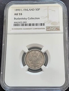 1890 L  Finland 50 P ,  NGC   AU 55 , nice silver coin          # 1942, #62-15 - Picture 1 of 4