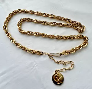 VINTAGE SHINY GOLD METAL CHAIN LINK BELT 36" to 42" long - Picture 1 of 4