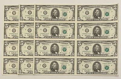 1995 $5 88880109 Matching HH HK HJ Blocks Prosperity Sheets Lucky Money - Image 1 of 4