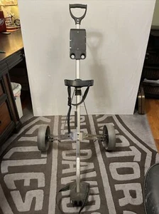 Golf Bag 2 Wheel Push Pull Folding Cart Caddy Silver Black . Pre-owned - Picture 1 of 6